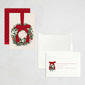 "Big Bow" - Holiday Cards in Holly Berry by Leah Bisch - Assembled