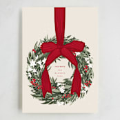 "Big Bow" - Holiday Cards in Holly Berry by Leah Bisch - Full Design