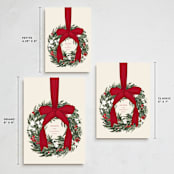 "Big Bow" - Holiday Cards in Holly Berry by Leah Bisch - Formats Available