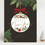 "Ornament Branch" - Holiday Cards in Coal by Everett Paper Goods - Front