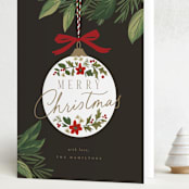 "Ornament Branch" - Holiday Cards in Coal by Everett Paper Goods - Folded Card