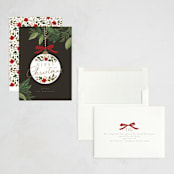 "Ornament Branch" - Holiday Cards in Coal by Everett Paper Goods - Assembled