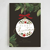 "Ornament Branch" - Holiday Cards in Coal by Everett Paper Goods - Full Design