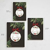 "Ornament Branch" - Holiday Cards in Coal by Everett Paper Goods - Formats Available