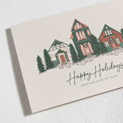 "Happy Holidays Village" - Holiday Cards in Merlot by Katrina Edwards - Detail