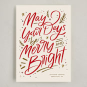 "Merry Bright Lettering" - Holiday Cards in Spice by Stephanie Hawkes - Full Design