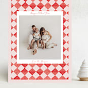 "Hand Painted Checkerboard" - Holiday Cards in Cherry by Michelle Harrick - Front