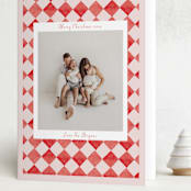 "Hand Painted Checkerboard" - Holiday Cards in Cherry by Michelle Harrick - Folded Card