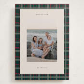 "Plaid Peace" - Holiday Cards in Wreath by Makewells - Front