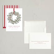 "Classic Wreath" - Holiday Cards in Holly by Kacey Kendrick Wagner - Assembled