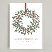 "Classic Wreath" - Holiday Cards in Holly by Kacey Kendrick Wagner - Full Design