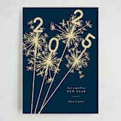 "Sparklers" - Holiday Cards in Navy by Paula Pecevich - Full Design