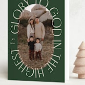 "Glory Oval" - Holiday Cards in Pine by Brianne Larsen - Folded Card
