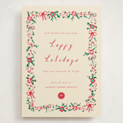 "Decked in Gratitude" - Holiday Cards in Ivory by Sarah Rosenthal - Front