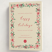 "Decked in Gratitude" - Holiday Cards in Ivory by Sarah Rosenthal - Folded Card