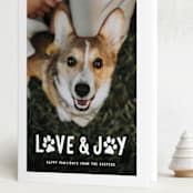"Puppy Love and Joy" - Holiday Cards in Snow by Hooray Creative - Folded Card