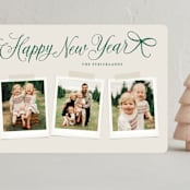 "Scripted Red Bow" - Holiday Cards in Evergreen by Hooray Creative - Front