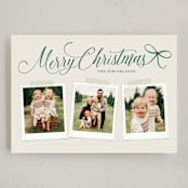 "Scripted Red Bow" - Holiday Cards in Evergreen by Hooray Creative - Full Design