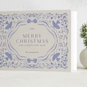 "Painterly Ceramic Border" - Holiday Cards in Winter Sky by Lucrecia Caporale - Folded Card