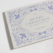 "Painterly Ceramic Border" - Holiday Cards in Winter Sky by Lucrecia Caporale - Detail