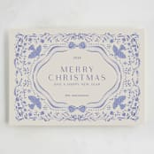 "Painterly Ceramic Border" - Holiday Cards in Winter Sky by Lucrecia Caporale - Full Design