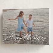 "Scripted Merry Christmas" - Holiday Cards in Snow by Kelly Schmidt - Folded Card