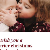 "Merrier Days Ahead" - Holiday Cards in Cherry by Playground Prints - Detail