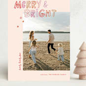 "Hand Lettered Love" - Holiday Cards in Blush by Ampersand Design Studio - Front