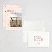 "Hand Lettered Love" - Holiday Cards in Blush by Ampersand Design Studio - Assembled