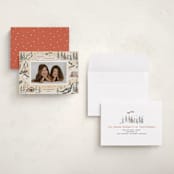 "Snow and Ivory Winter Scene" - Holiday Cards in Eggnog by Becky Nimoy - Assembled