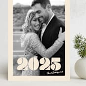 "Retro Year" - Holiday Cards in Almond by Morgan Kendall - Front