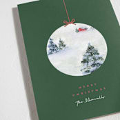 "Snowy Scene Ornament" - Holiday Cards in Fern by Lindsay Megahed - Detail