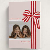"ribbon wrapped" - Holiday Cards in Poinsettia by Angela Marzuki - Folded Card