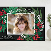 "Leafy Berries" - Holiday Cards in Charcoal by Alethea and Ruth - Front
