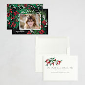 "Leafy Berries" - Holiday Cards in Charcoal by Alethea and Ruth - Assembled