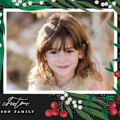 "Leafy Berries" - Holiday Cards in Charcoal by Alethea and Ruth - Close-up