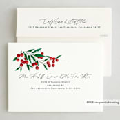 "Leafy Berries" - Holiday Cards in Charcoal by Alethea and Ruth - FREE Recipient Addressing
