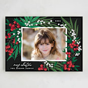 "Leafy Berries" - Holiday Cards in Charcoal by Alethea and Ruth - Full Design