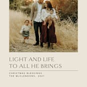 "Light and life to all" - Holiday Cards in Vanilla by Lea Delaveris - Detail