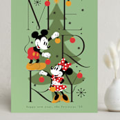 "Disney's Mickey Mouse Merry & Bright" - Holiday Cards in Elf Shoes by Ana de Sousa - Front