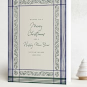 "Holiday Linen" - Holiday Cards in Marine by Chris Griffith - Folded Card