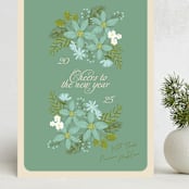 "floral" - Holiday Cards in Turquoise by Phrosné Barwood - Front
