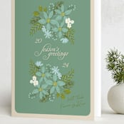 "floral" - Holiday Cards in Turquoise by Phrosné Barwood - Folded Card