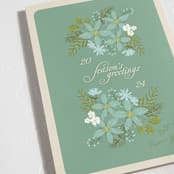 "floral" - Holiday Cards in Turquoise by Phrosné Barwood - Detail