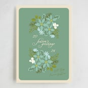 "floral" - Holiday Cards in Turquoise by Phrosné Barwood - Full Design