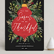 "Bold Ornament" - Holiday Cards in Poinsettia by Oma N. Ramkhelawan - Front
