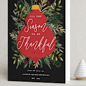 "Bold Ornament" - Holiday Cards in Poinsettia by Oma N. Ramkhelawan - Folded Card