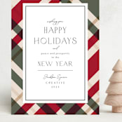 "Plaid Suit Holiday" - Holiday Cards in Berry by Chris Griffith - Front