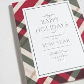 "Plaid Suit Holiday" - Holiday Cards in Berry by Chris Griffith - Detail