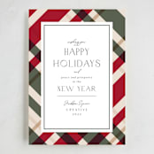 "Plaid Suit Holiday" - Holiday Cards in Berry by Chris Griffith - Full Design